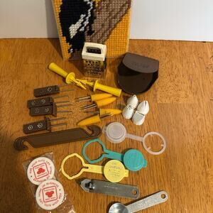 Vintage Kitchen Tool Set with Brown and Yellow Accents